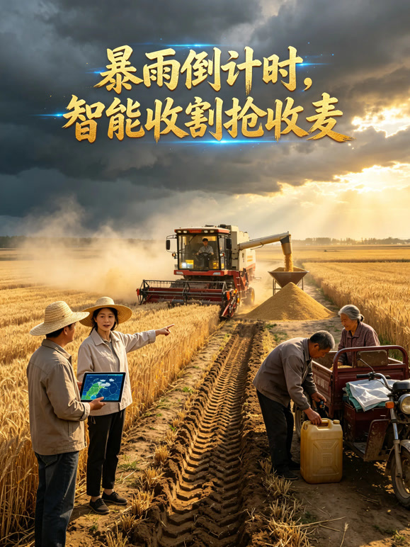 暴雨倒计时，智能收割抢收麦
