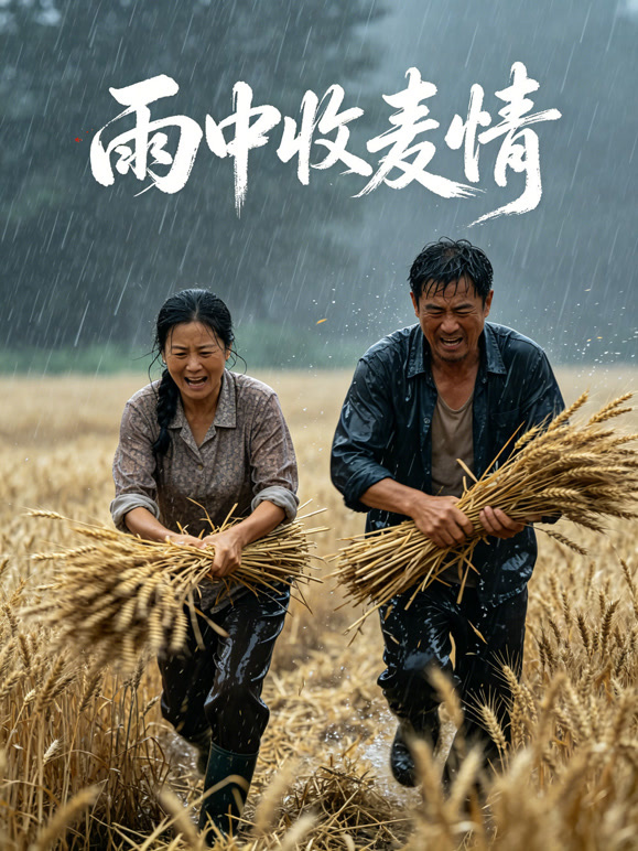 雨中收麦情
