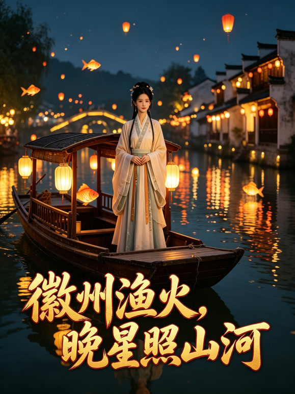 徽州渔火，晚星照山河