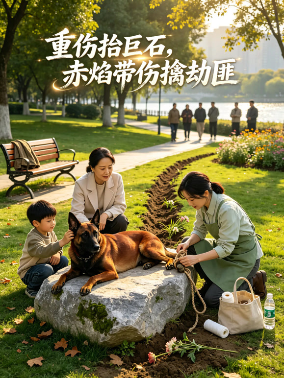 重伤抬巨石，赤焰带伤擒劫匪
