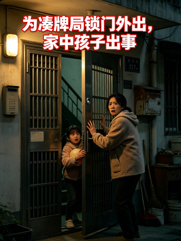 为凑牌局锁门外出，家中孩子出事