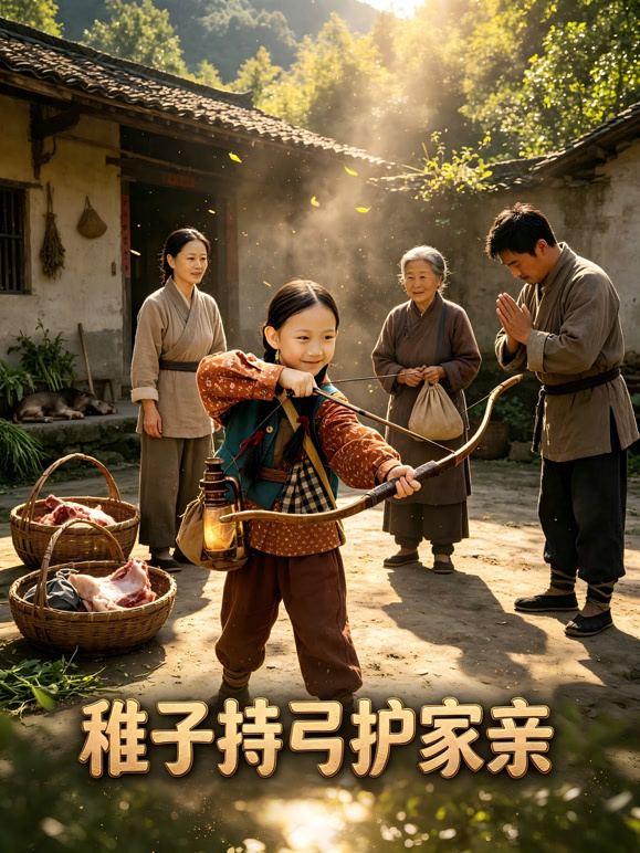 稚子持弓护家亲