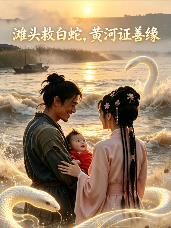 滩头救白蛇，黄河证善缘