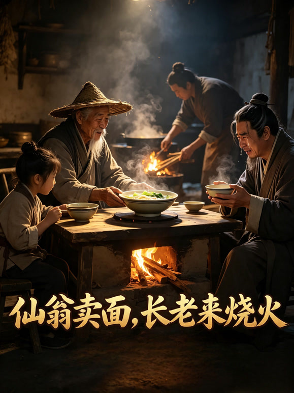 仙翁卖面，长老来烧火