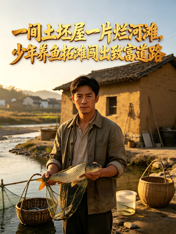 一间土坯屋一片烂河滩，少年养鱼拓滩闯出致富道路