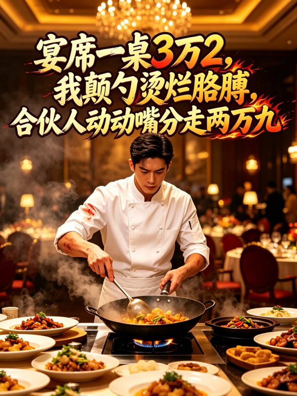宴席一桌3万2，我颠勺烫烂胳膊，合伙人动动嘴分走两万九