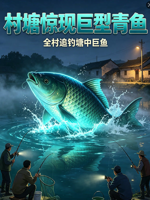 村塘惊现巨型青鱼