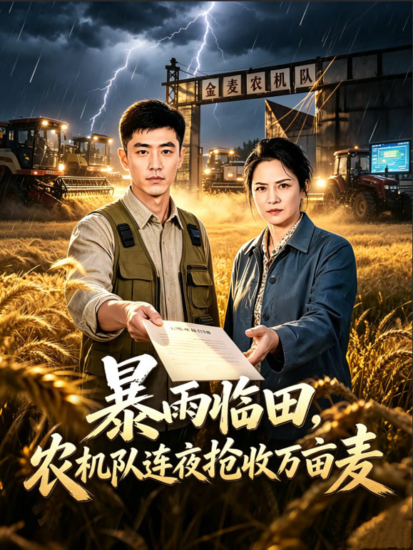 暴雨临田，农机队连夜抢收万亩麦
