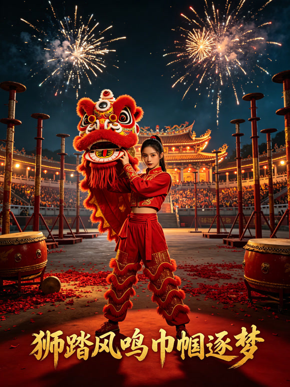 狮踏风鸣巾帼逐梦