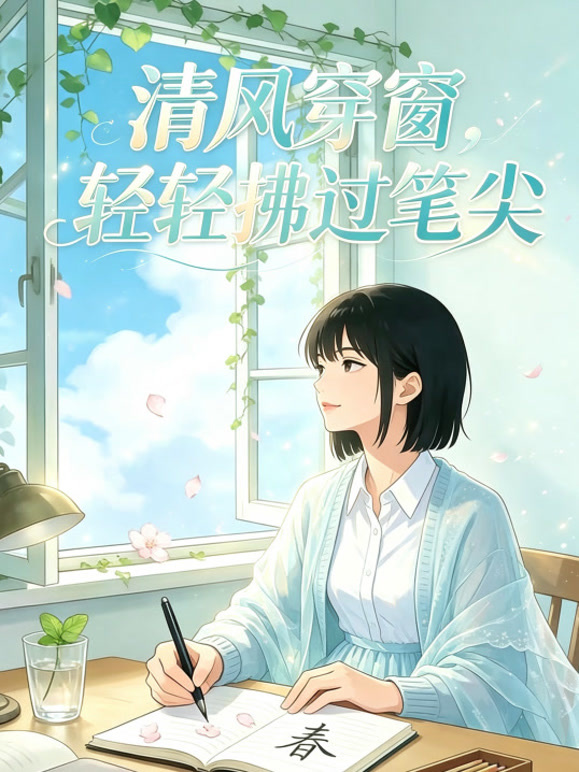 清风穿窗，轻轻拂过笔尖
