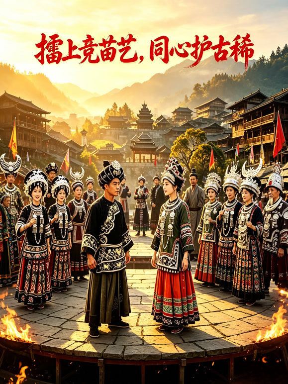 擂上竞苗艺，同心护古稀