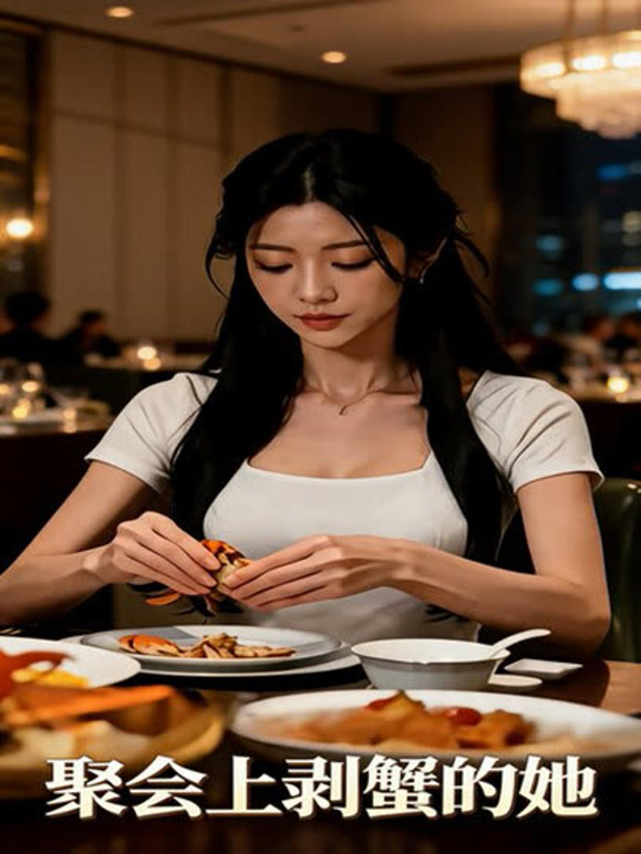 聚会上剥蟹的她