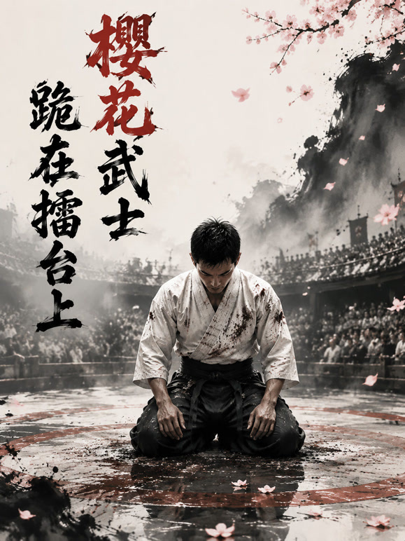 樱花武士跪在擂台上
