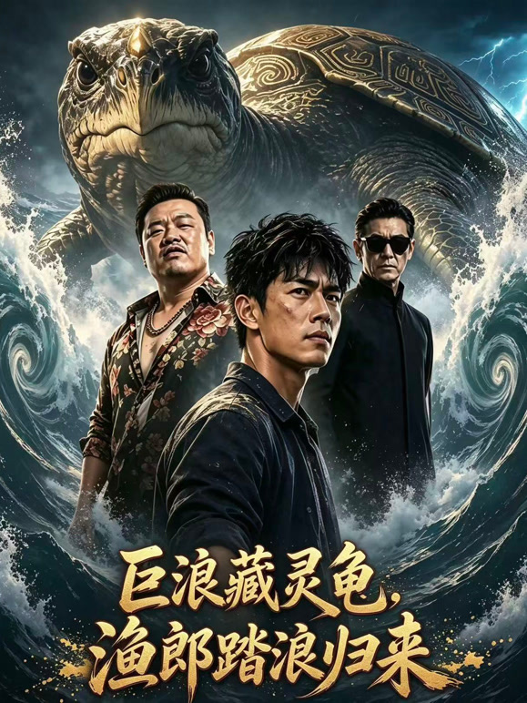 巨浪藏灵龟，渔郎踏浪归来