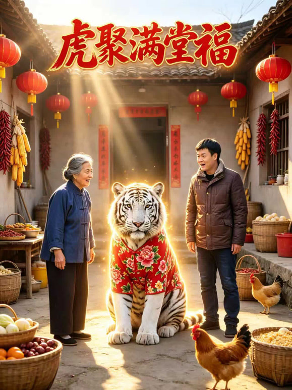 虎聚满堂福