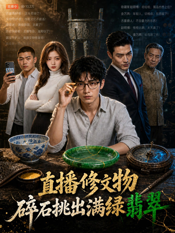 直播修文物碎石挑出满绿翡翠