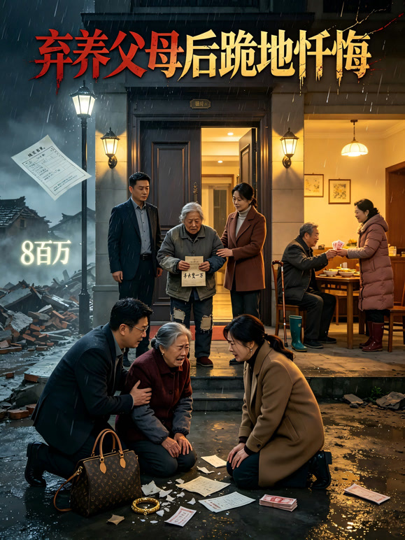 弃养父母后跪地忏悔