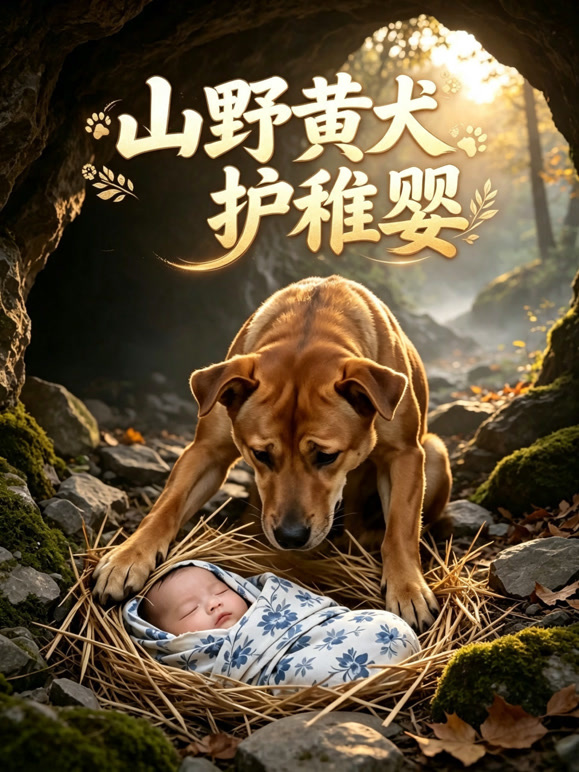 山野黄犬护稚婴