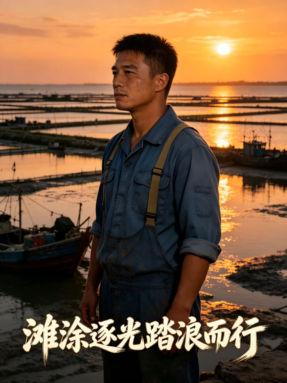 滩涂逐光踏浪而行