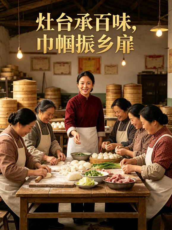 灶台承百味，巾帼振乡扉