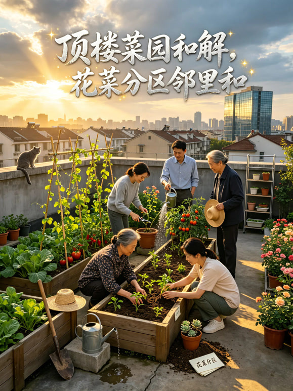 顶楼菜园和解，花菜分区邻里和
