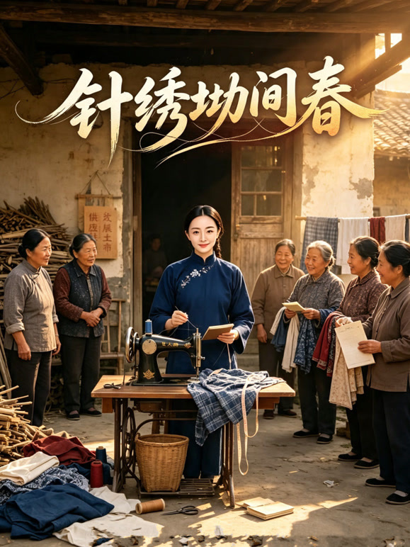 针绣坳间春