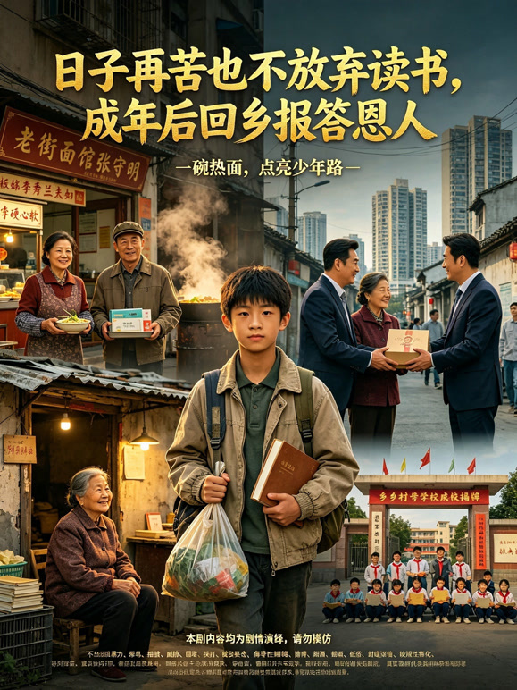 日子再苦也不放弃读书，成年后回乡报答恩人