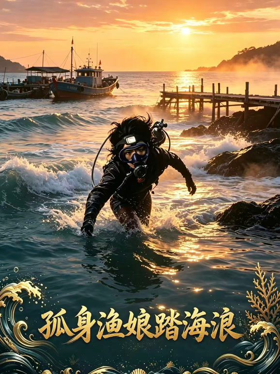 孤身渔娘踏海浪